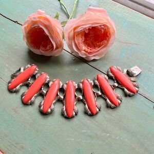 60's Vint Coro Thermoset Orange Panel Bracelet - Mid Century - Collectable CORO
